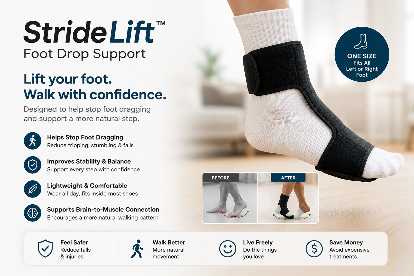 StrideLift™ Foot Drop Support