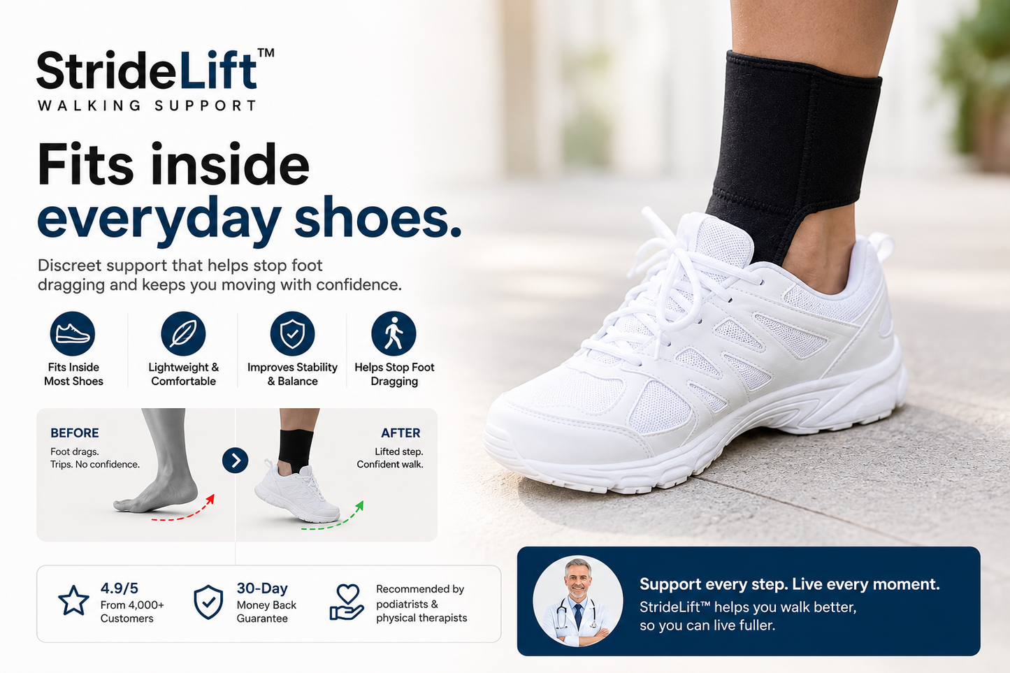 StrideLift™ Foot Drop Support