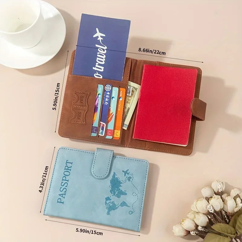 RFID Blocking Multi-Function Travel Passport Holder, Wallet, ID Card Holder, Made of PU Synthetic Leather Passport Covers